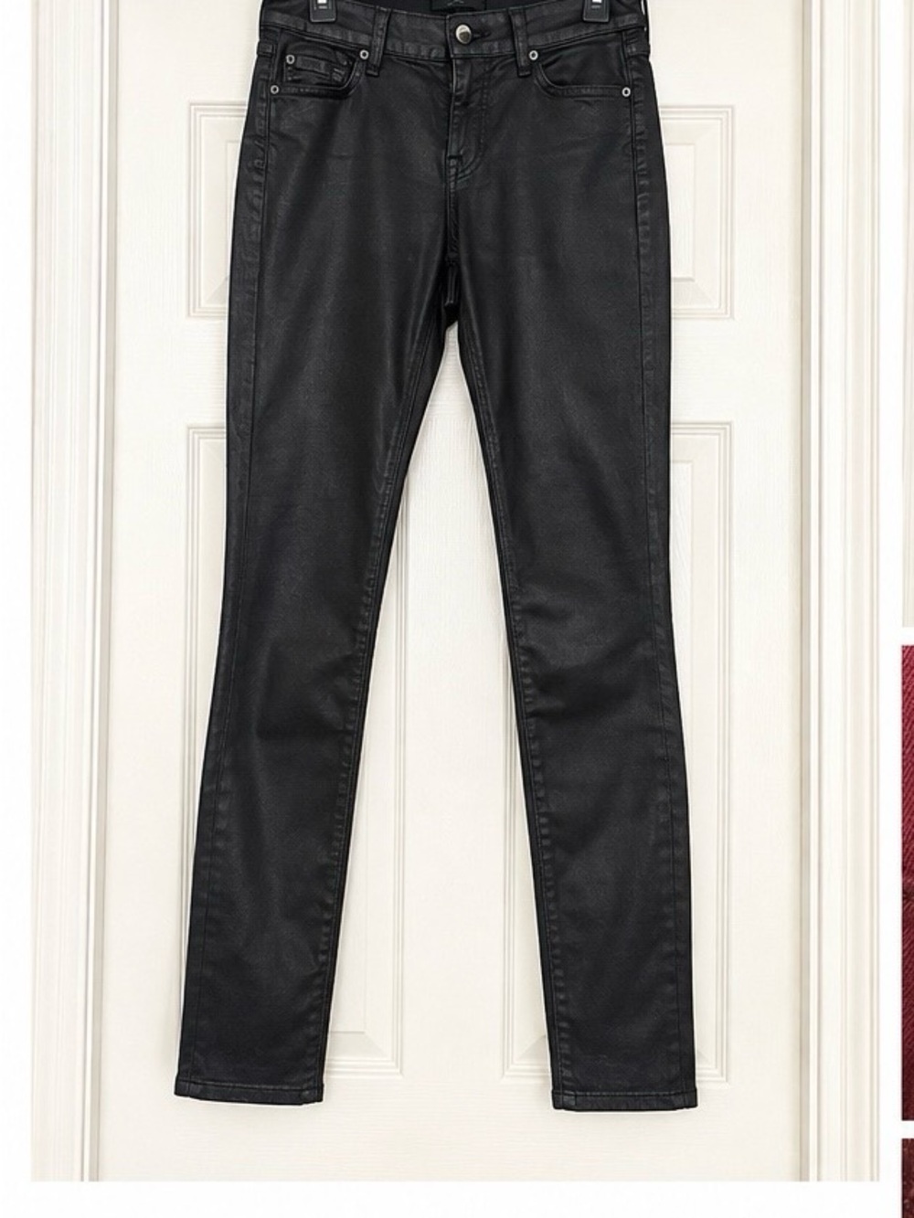 7 For All Mankind Black Coated Skinny Jeans